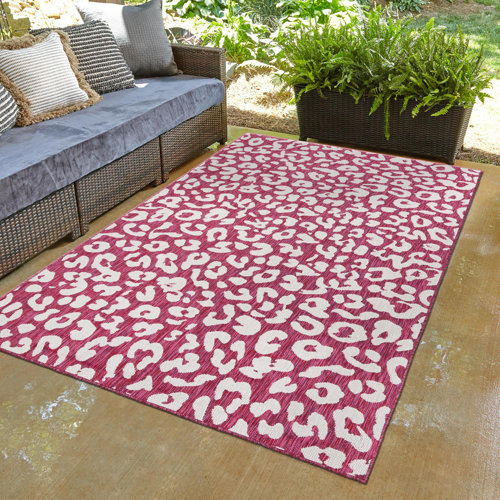Mercer41 Magenta/Ivory Indoor/Outdoor Rug Wayfair
